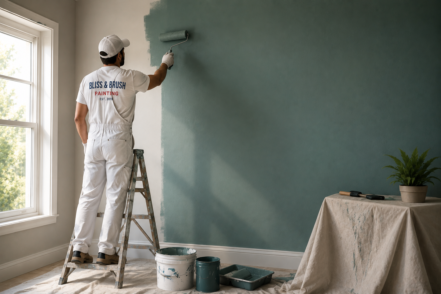 Professional painter at work